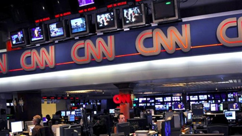 Ilustrasi ruang berita televisi CNN.