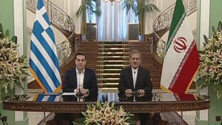 イランの第1副大統領とギリシャ首相が共同記者会見