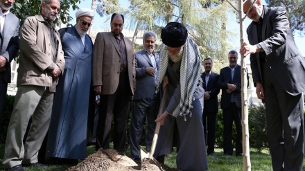 বৃক্ষরোপণ দিবসে বৃক্ষরোপণ করছেন ইরানের সর্বোচ্চ নেতা