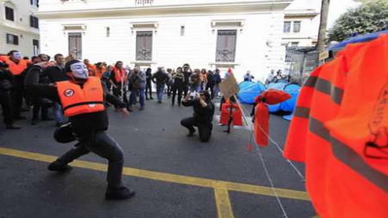 Roma'da AB-Türkiye göçmen anlaşması protesto edildi