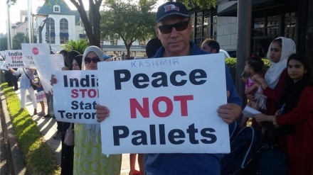 アメリカで、カシミールでのイスラム教徒弾圧に抗議するデモ