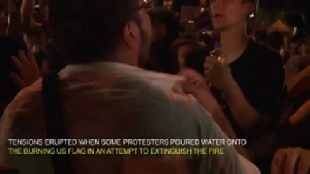 آتش زدن پرچم اسرائیل در تظاهرات امریکا