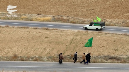 Marcha a pie de los peregrinos de Arbaín hacia santuario de Imam Reza(P) en Mashad