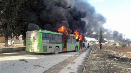Teröristler Fua ve Keferya'da otobüsleri ateşe verdiler 