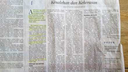 Tanggapan Tulisan Dr. F Budi Hardiman; Kesalehan dan Kekerasan