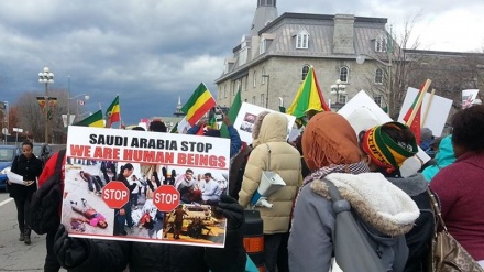 Ottawa'da Arabistan büyükelçiliği önünde gösteri yapıldı