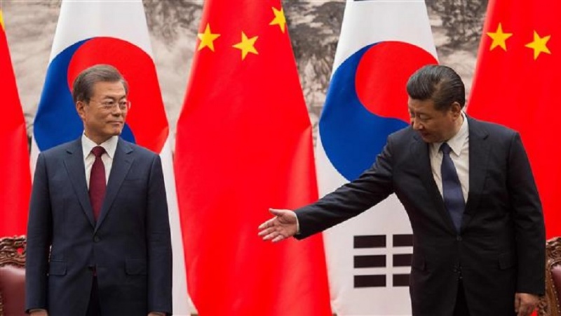 韓国のムンジェイン大統領と中国の習近平国家主席