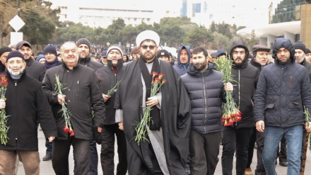 Azərbaycan Respublika islam partiya uzvon yanvari 20 nə ruji şəhidon məzarışon ziyorət karde.