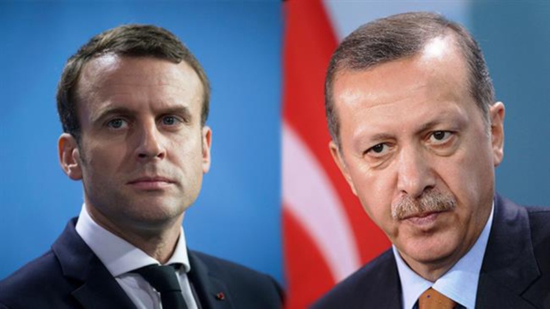 Presiden Turki, Recep Tayyip Erdogan dan Presiden Perancis, Emmanuel Macron.