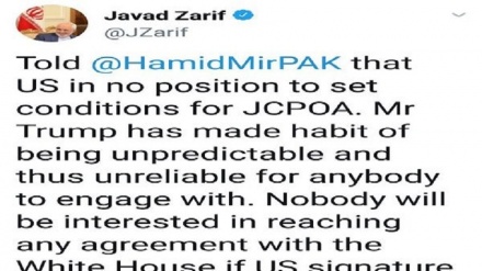 Zarif: USA sind nicht in der Lage für den JCPOA Forderungen zu stellen