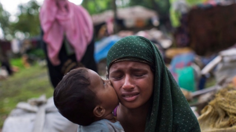 Ilustrasi Muslim Rohingya di tempat penampungan di Bangladesh.