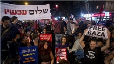  تظاهرات ساکنان تل‌آویو در اعتراض به کشتار مردم غزه