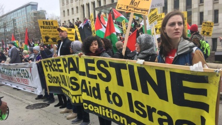 برگزاری تظاهرات حمایت از فلسطین در واشنگتن