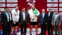 アジア大会重量挙げ105キロ超級、イランの選手が金銀を独占