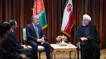 دیدار صمیمی رئیس اجرایی حکومت افغانستان و رئیس جمهور ی اسلامی ایران در نیویورک