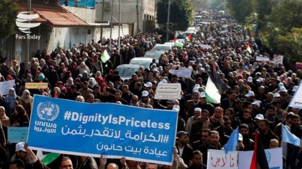 近东救济工程处工作人员在加沙地带举行反美示威活动