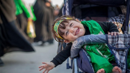 Les enfants dans la marche à pied d’Arbaeen