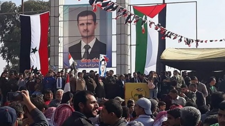 シリア南西部でアサド大統領を支持する行進が実施