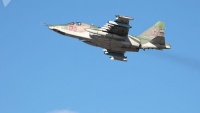 Un Su-25SM3 lors des manœuvres tactiques dans la région de Krasnodar.