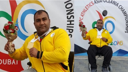 伊朗残疾运动员获得铁饼比赛的金牌