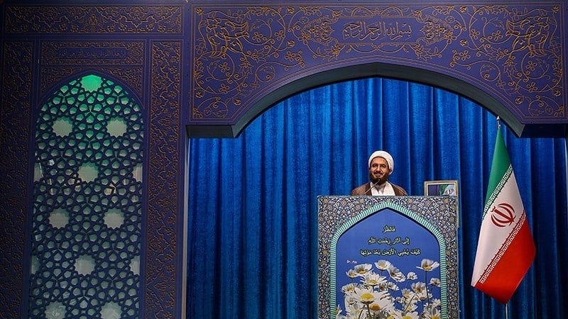 Khatib Shalat Jumat Tehran Hujjatul Islam Mohammad Javad Haj Ali Akbari.