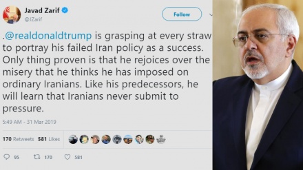 Zarif: Iraníes nunca se someten a presiones