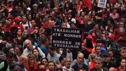 Protestan en Brasil contra reforma de pensión de Jair Bolsonaro+fotos
