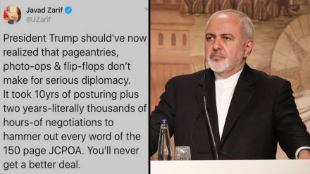 イラン外相、米朝首脳会談の合意不成立に反応、「米は核合意以上の合意は得られない」