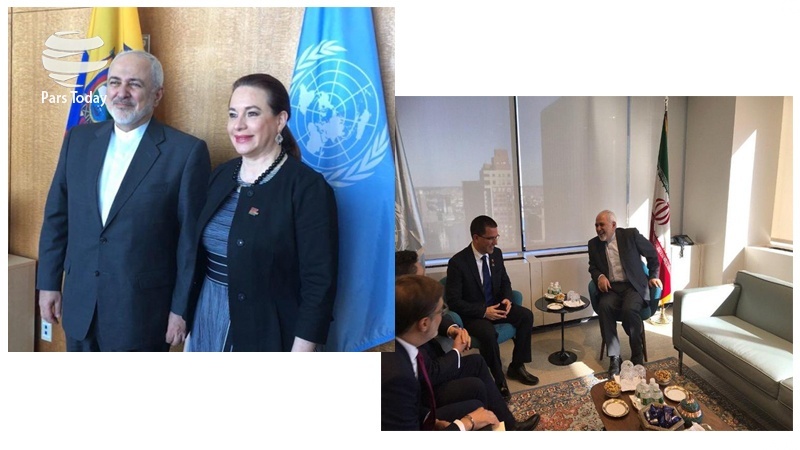 دیدار ظریف با رئیس مجمع عمومی سازمان ملل و وزیر خارجه ونزوئلا