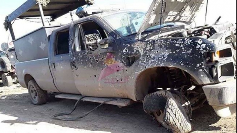 米戦闘機のターゲットになったイラク警察車両