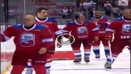Путин хоккей уйнаш пайти йиқилиб тушди (видео)