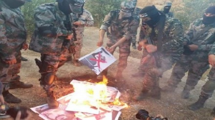 آتش‌زدن تصاویر حاکمان حامی معامله قرن در غزه