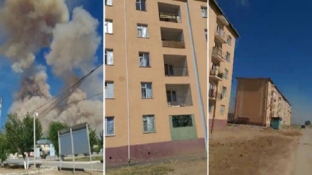 Ҳарбий қисмда юз берган портлаш Арис шаҳри инфратузилмаларига катта зарар етказди