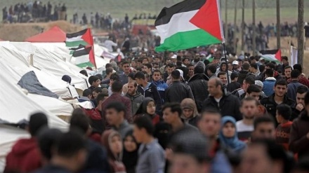 パレスチナ人の「祖国帰還の権利」デモ　５人が負傷