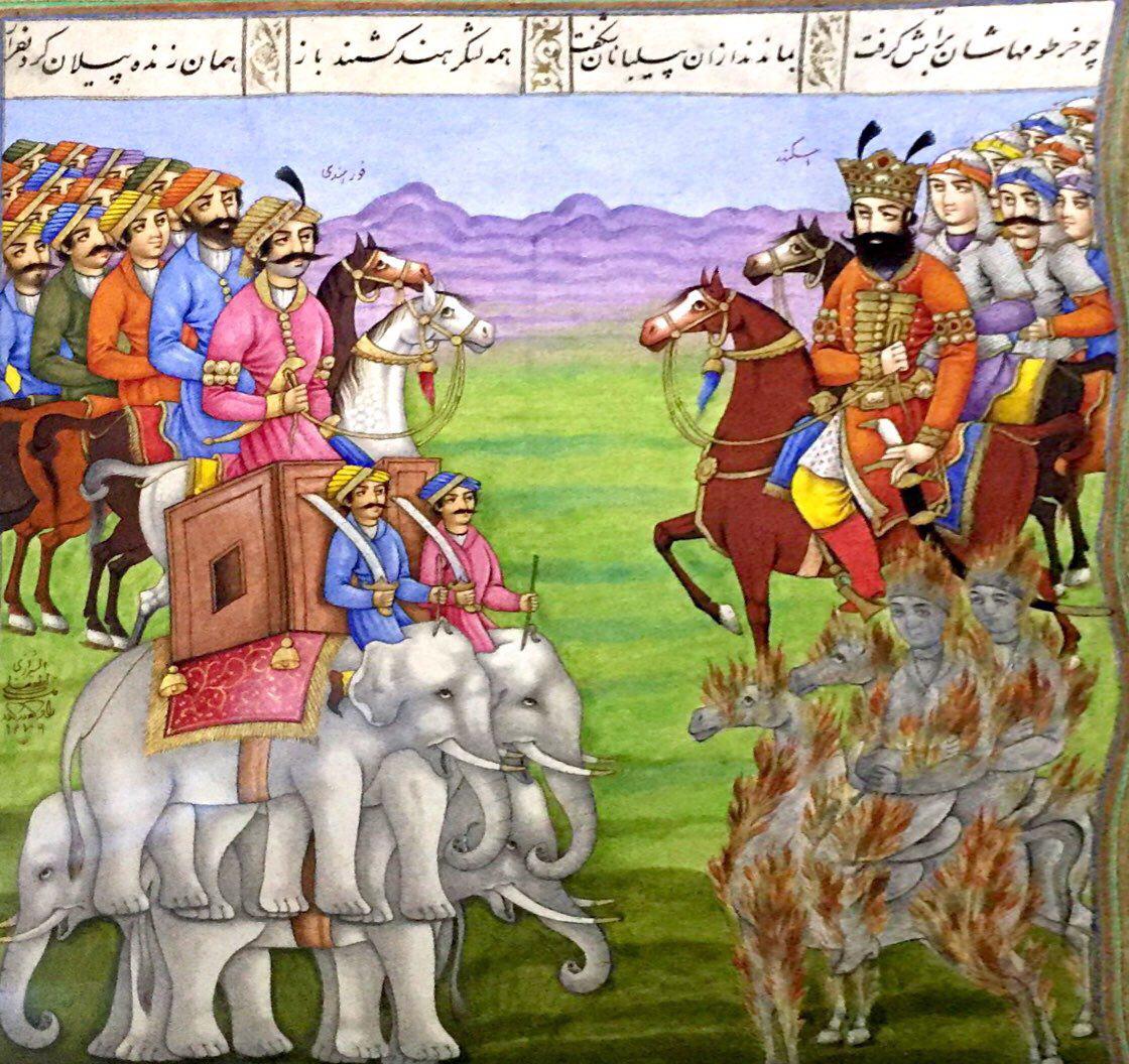 An illustration of battle scene in ancient Iran as portrayed by great artists