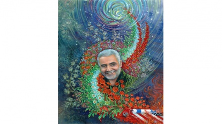 殉教したイラン革命防衛隊司令官の肖像　日・イラン外交90周年の絵画をモチーフに（写真）