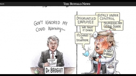 کاریکاتور روزنامه آمریکایی درباره مقابله ترامپ با کرونا
