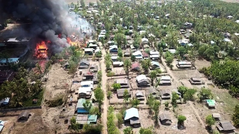 Picha za satalaiti zaonyesha nyumba za Waislamu wa Mynamar zikichomwa moto