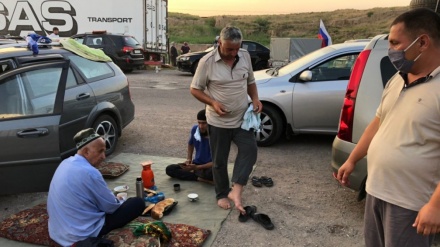 تجمع شهروندان روسیه در مرز تاجیکستان وازبکستان