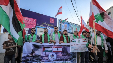 Palestinos se congregan en Gaza para mostrar su solidaridad con el pueblo libanés