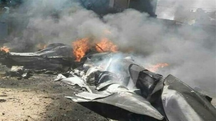 انهدام یک پهپاد آمریکایی توسط ارتش یمن 