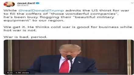 扎里夫向特朗普喊话：战争以任何形式都是不好的