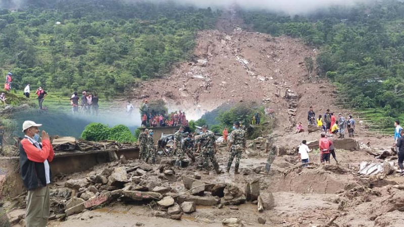 ネパールで土砂崩れ　民家11棟が破壊された