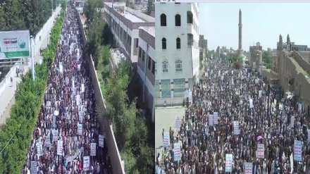 यमनियों ने आशूरा का बेमिसाल जुलूस निकाला, इमाम हुसैऩ के रास्ते पर चलने का लिया संकल्प, यमनी राष्ट्र के ख़िलाफ़ जंग आज के दौर की कर्बला है