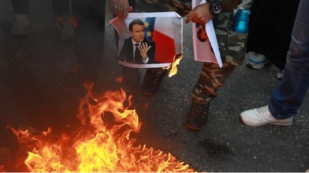 约旦河西岸焚烧法国国旗和马克龙图像