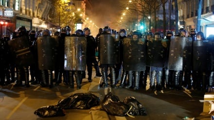 French police caught red-handed beating black man