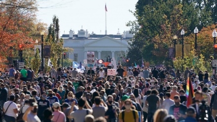 Crowds gather outside White House after Biden wins US presidential election