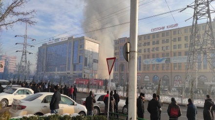 آتش سوزی در بازار بزرگ سلطان کبیر در شهر دوشنبه