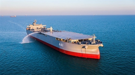 Iran’s Navy stages war game, receives two warships