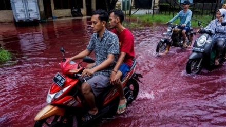 Përmbytje me ngjyrë të kuqe në Indonezi